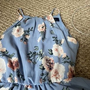 Light Blue and Pink flowers Blue Rain Dress